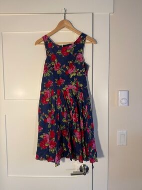 Betsey Johnson Navy Sundress with Pink & Red Rose Print